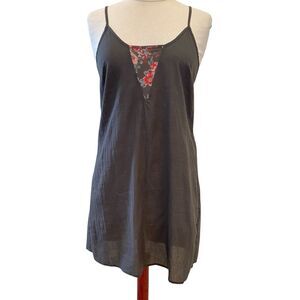 Sundance SILK Slip Dress A-line Adjustable Spaghetti Straps Florsal Applique M